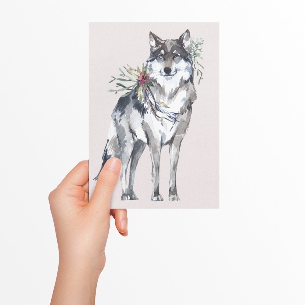 Wall Art Watercolor Wolf Portrait Illustration Print Poster Unframed - Picture 7 of 16